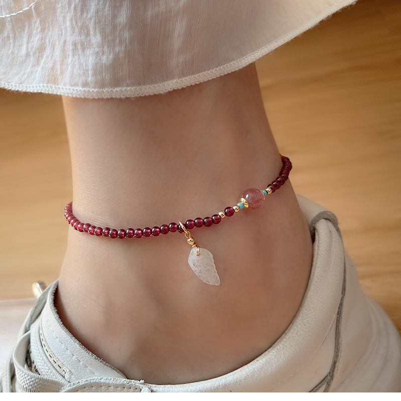 Garnet anklet za žene, geometrijski dizajn, proljeće 2022