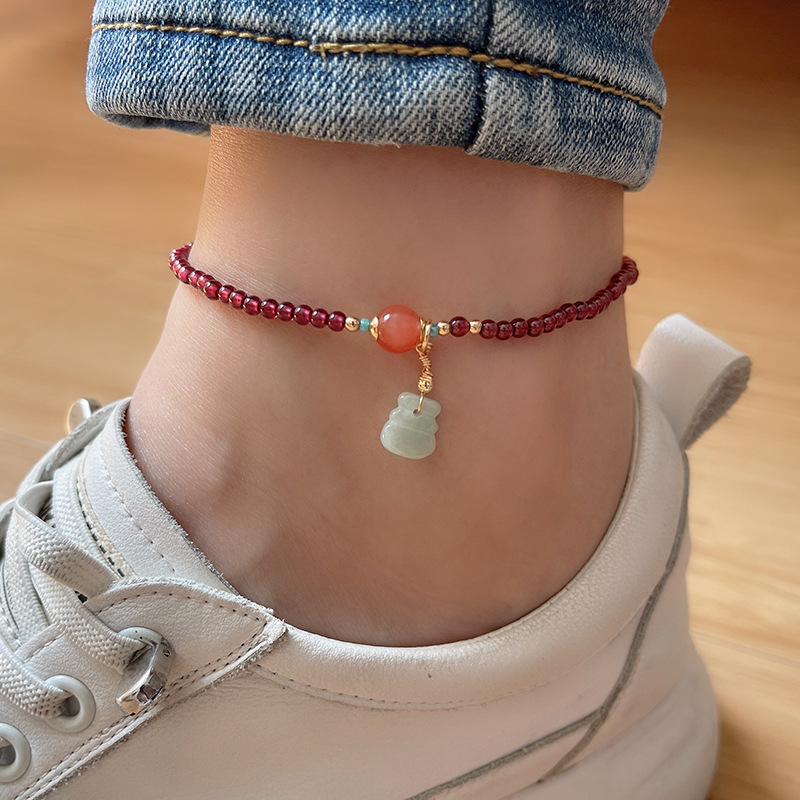Garnet anklet za žene, geometrijski dizajn, proljeće 2022