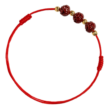 Anklet s cinnabar lotosom, pleteni konac, podesiva duljina, retro stil