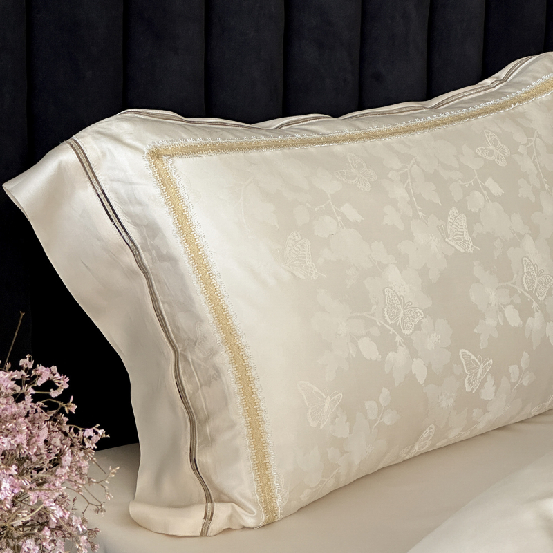 Svijetli luksuzan stil, 100s pamuk, četverodijelni set posteljine s jacquard navlakom za pokrivač