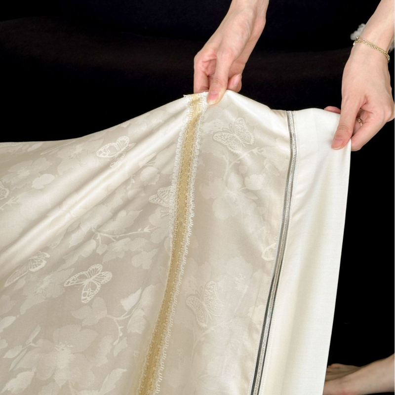 Svijetli luksuzan stil, 100s pamuk, četverodijelni set posteljine s jacquard navlakom za pokrivač