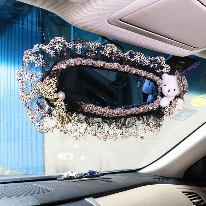 Σετ εσωτερικού αυτοκινήτου από δαντέλα: μαξιλαράκι για υποβραχιόνιο, κάλυμμα διαχωριστή καθίσματος και κάλυμμα ζώνης ώμου