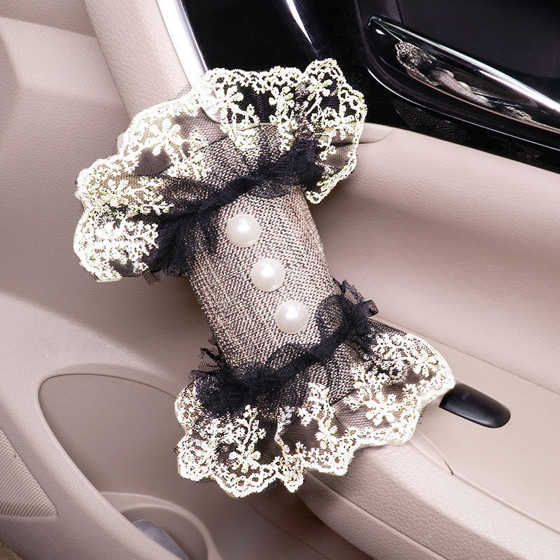 Σετ εσωτερικού αυτοκινήτου από δαντέλα: μαξιλαράκι για υποβραχιόνιο, κάλυμμα διαχωριστή καθίσματος και κάλυμμα ζώνης ώμου