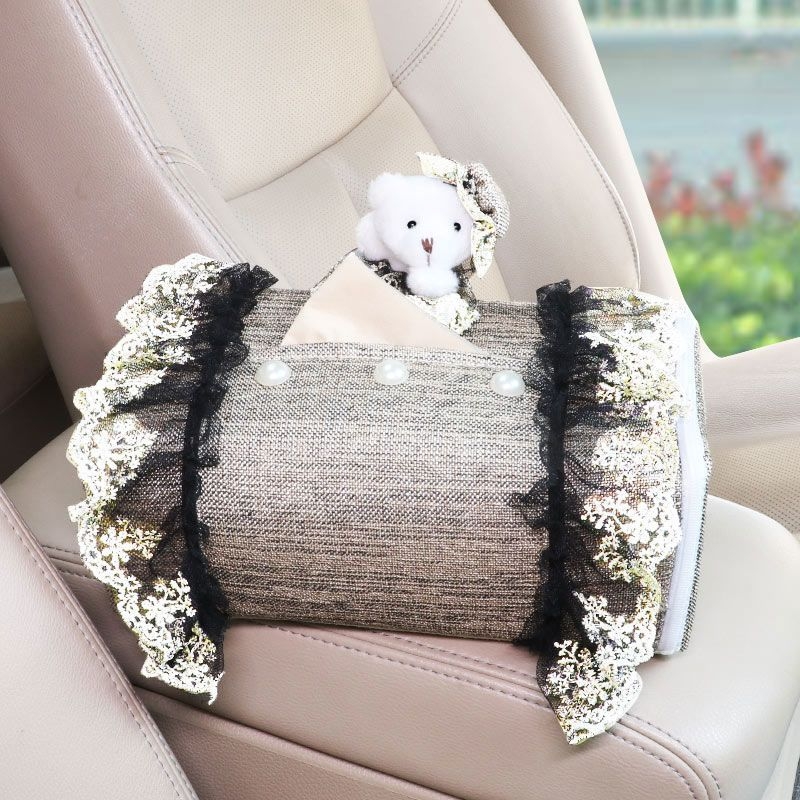 Σετ εσωτερικού αυτοκινήτου από δαντέλα: μαξιλαράκι για υποβραχιόνιο, κάλυμμα διαχωριστή καθίσματος και κάλυμμα ζώνης ώμου