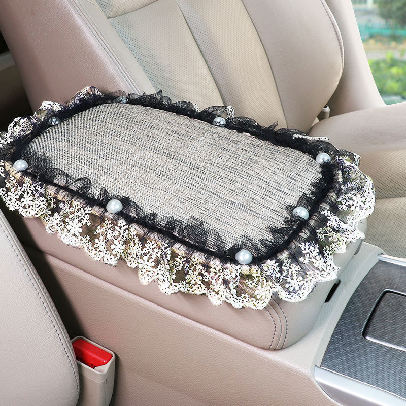 Δαντελωτό σετ εσωτερικού αυτοκινήτου: κάλυμμα λεβιέ ταχυτήτων, μαξιλαράκι βραχίονα και προστατευτικό ώμου ζώνης