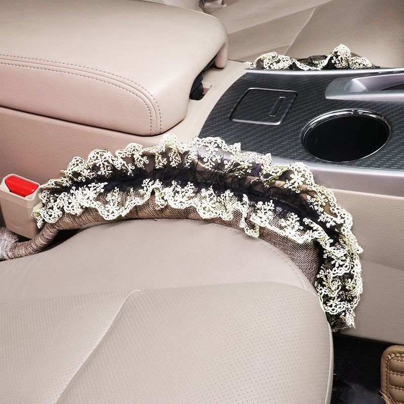 Δαντελωτό σετ εσωτερικού αυτοκινήτου: κάλυμμα λεβιέ ταχυτήτων, μαξιλαράκι βραχίονα και προστατευτικό ώμου ζώνης