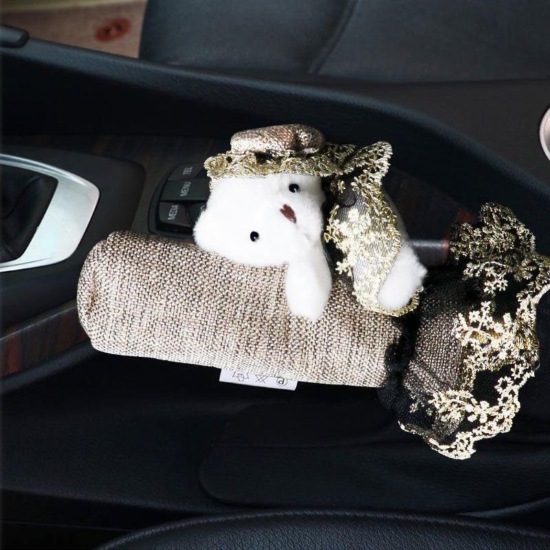 Σετ δαντέλας εσωτερικού αυτοκινήτου: κάλυμμα λεβιέ ταχυτήτων, μαξιλάρι υποβραχιονίου και προστατευτικό ώμου ζώνης