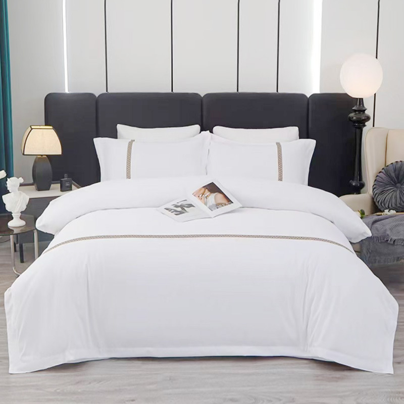 Hotelovéposteľné prádlo: brúsené polyestrové plachty, reaktívne farbenie, jednofarebný vzor, hotelový štýl, plachty na posteľ