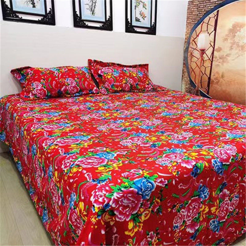 Trojdielna súprava posteľnej bielizne s motívom pivónie, kvetinový vzor, rovné tkanie, reaktívne tlač a farbenie, polyester