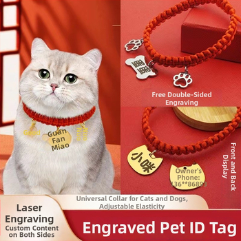 Gravirana ogrlica za kućne ljubimce s ID oznakom, nehrđajući čelik, univerzalna prilagodba, crtani stil
