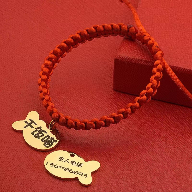 Gravirana ogrlica za kućne ljubimce s ID oznakom, nehrđajući čelik, univerzalna prilagodba, crtani stil