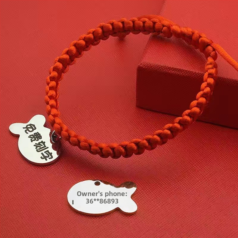 Gravirana ogrlica za kućne ljubimce s ID oznakom, nehrđajući čelik, univerzalna prilagodba, crtani stil