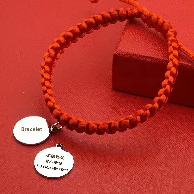 Gravirana ogrlica za kućne ljubimce s ID oznakom, nehrđajući čelik, univerzalna prilagodba, crtani stil