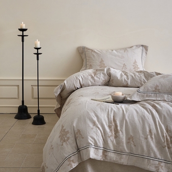 Četverodijelni set posteljine u stilu Wabi-Sabi, jacquard satin pamuk i lan, nježan prema koži i prozračan, pogodan za sve sezone