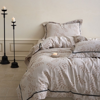 Četverodijelni set posteljine u stilu Wabi-Sabi, jacquard satin pamuk i lan, nježan prema koži i prozračan, pogodan za sve sezone