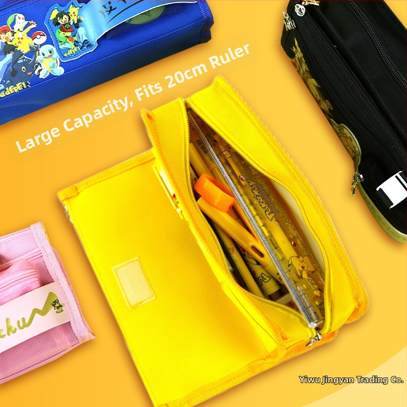 Pikachu pieštukų dėklas su didele talpa – mokykliniai raštinės reikmenys, kanvas medžiaga, Anime prekės ženklas, Korėjos stilius