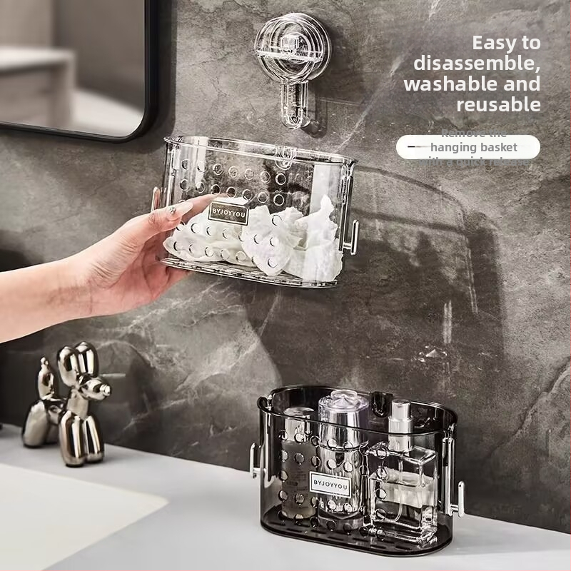 Plastmasas sienas uzstādājamā sejas dvieļu uzglabāšanas kastīte ar piesūcēju, vannas istaba, japāņu stils