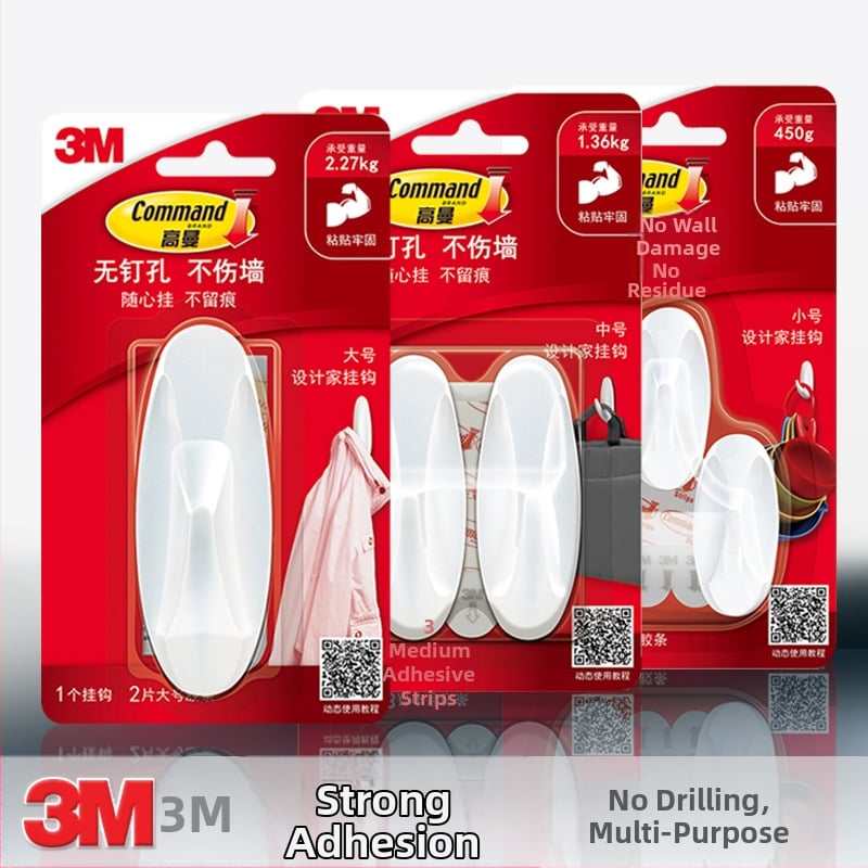 3M Kuka bez tragova – plastična kuka za zid, jednokraki, ljepilo, moderni minimalistički dizajn