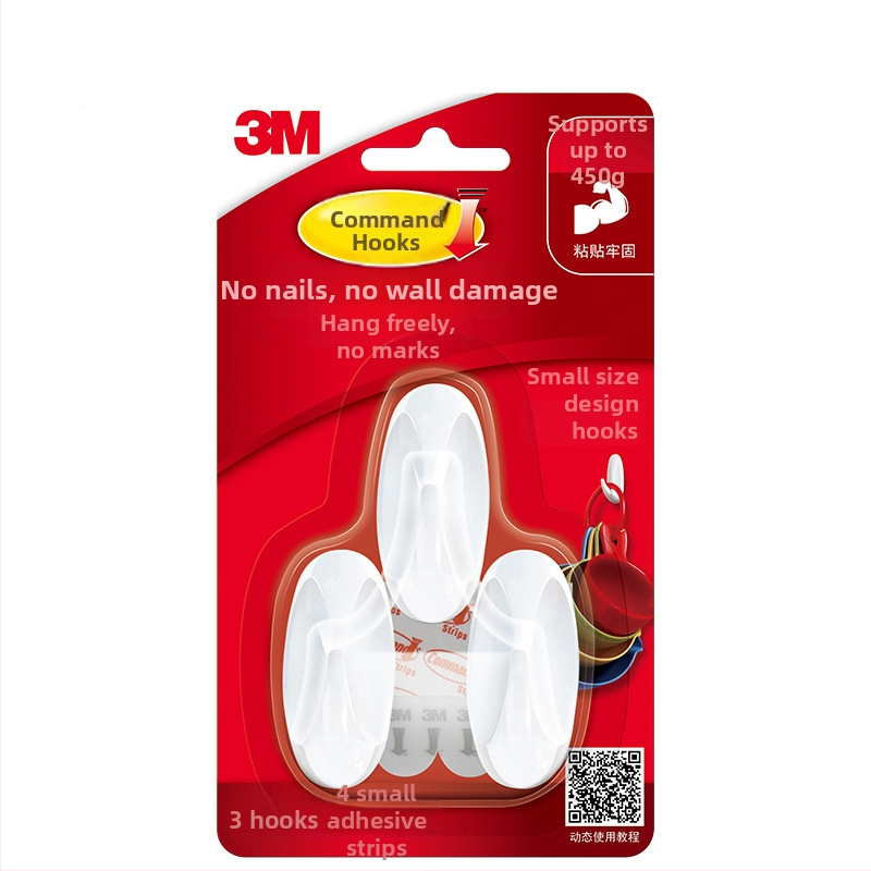 3M Kuka bez tragova – plastična kuka za zid, jednokraki, ljepilo, moderni minimalistički dizajn