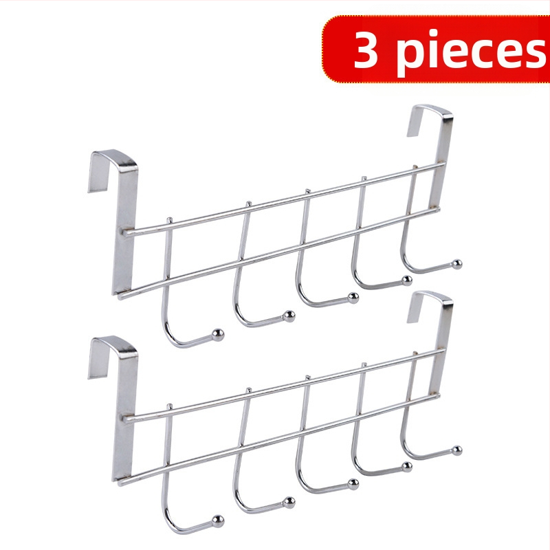 5-osaline kapp-ukse konksude komplekt roostevabast terasest, isekleepuv, 3 kg koormus, klambriga kinnitamine