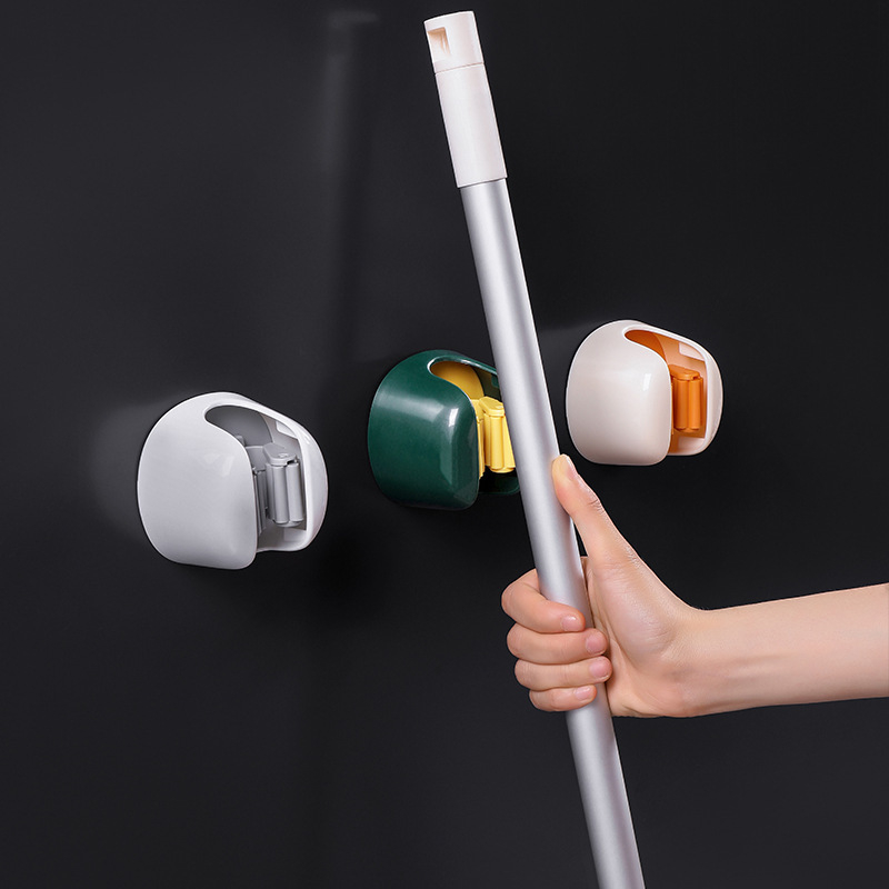 Sienas mopai un slotas turētājs bez urbumiem • ABS • svars 80 g • elektroplēšana • gaišs grezns stils