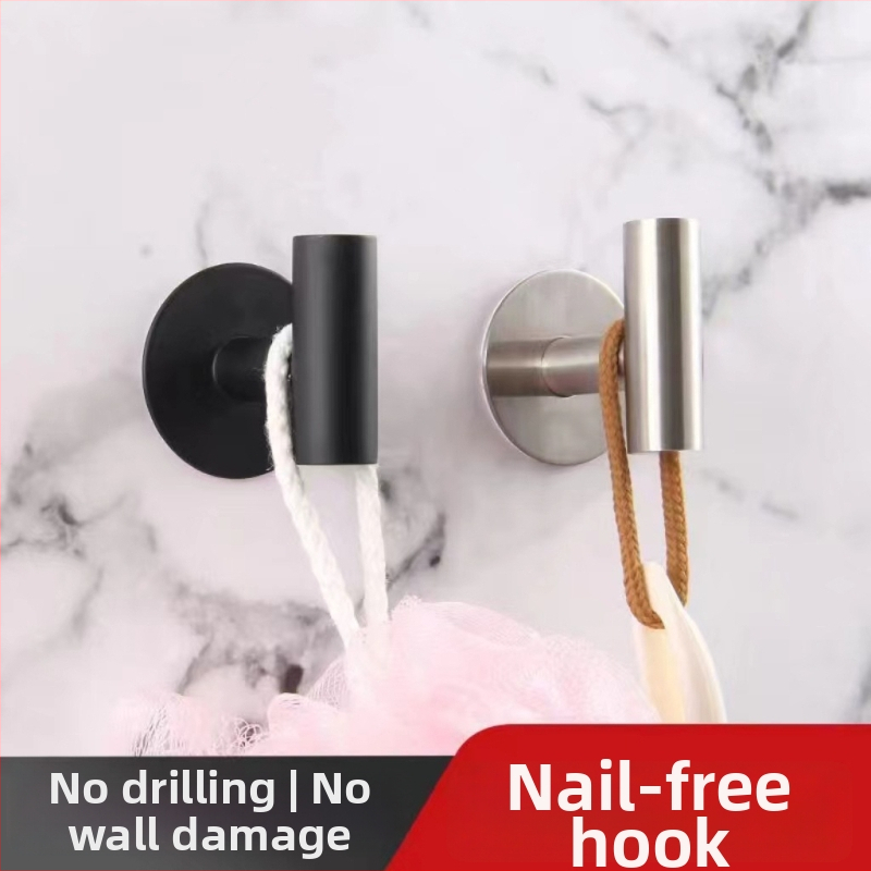 304 rozsdamentes acélból készült ruhafogas, falra szerelhető, fúrás nélkül, fürdőszobai használatra, modern, egyszerű stílus, 45 g