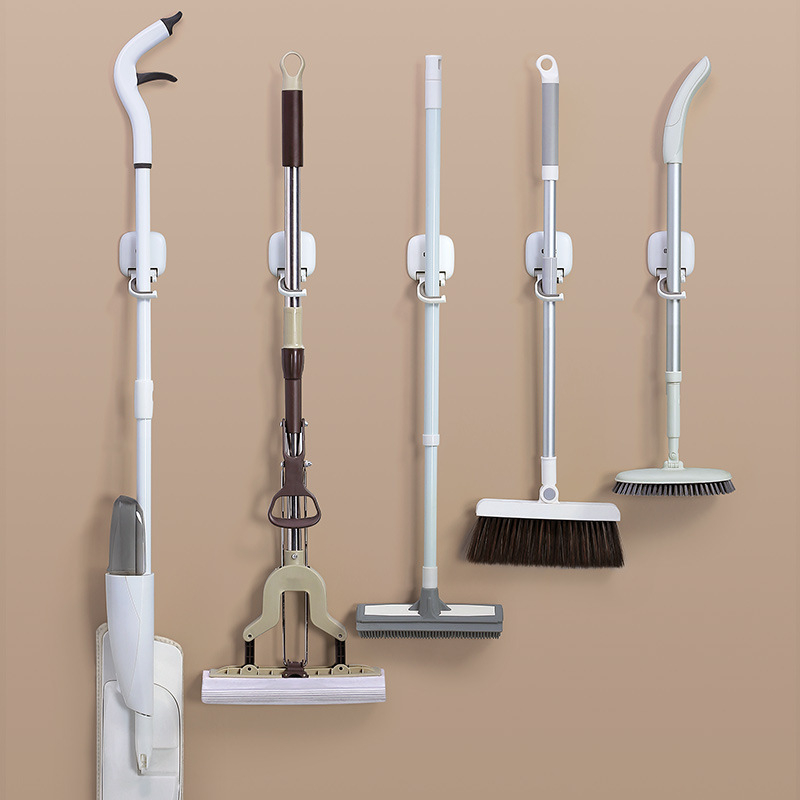 Sienas mop turētājs bez urbšanas (ABS, 0,5 kg, pulēta virsma, mūsdienīgs stils)