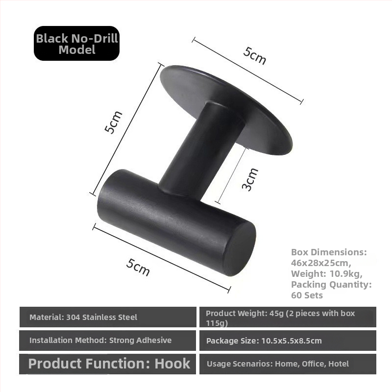 Kuka od nehrđajućeg čelika za zid u kupaonici, bez bušenja, bez vijaka, moderan i jednostavan stil, težina 45 g