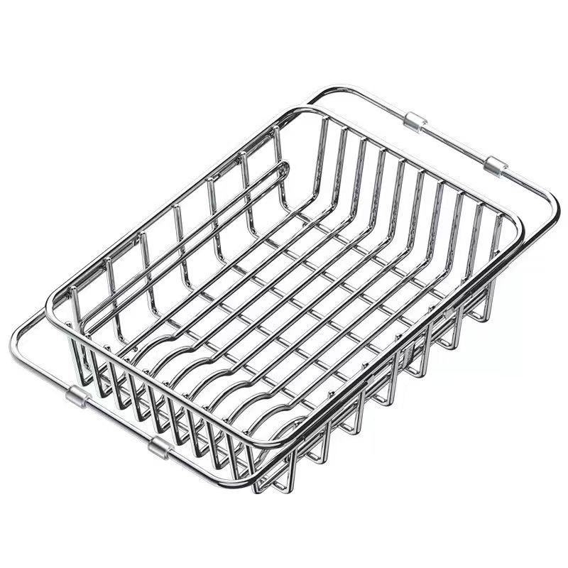 Roostevabast terasest nõudepesukorv kraanikausi jaoks, laiendatav, seinale monteeritav, liikuv, paigalduseta