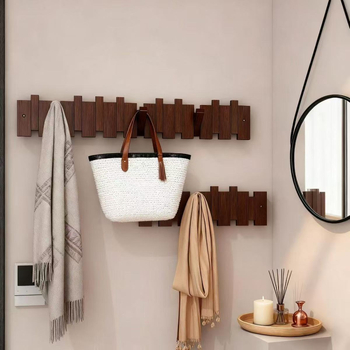 Sienas pakaramais kabātiem un cepurēm — bez urbšanas, koka materiāls, nesošums 111, mūsdienīgs minimālisma dizains