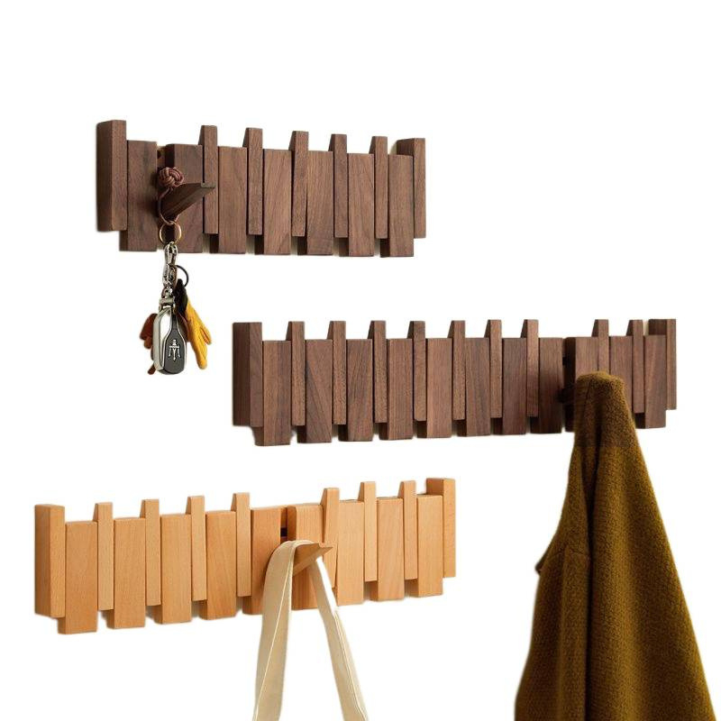 Sienas pakaramais kabātiem un cepurēm — bez urbšanas, koka materiāls, nesošums 111, mūsdienīgs minimālisma dizains