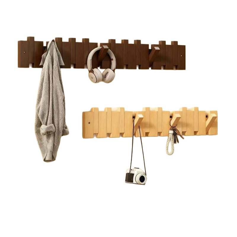Sienas pakaramais kabātiem un cepurēm — bez urbšanas, koka materiāls, nesošums 111, mūsdienīgs minimālisma dizains