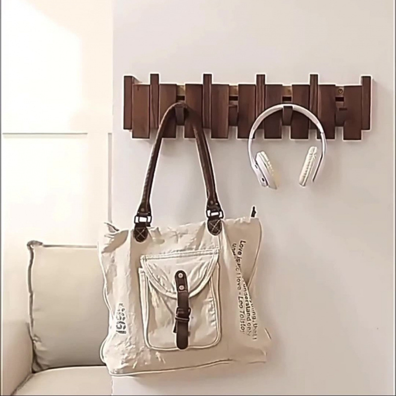 Sienas pakaramais kabātiem un cepurēm — bez urbšanas, koka materiāls, nesošums 111, mūsdienīgs minimālisma dizains