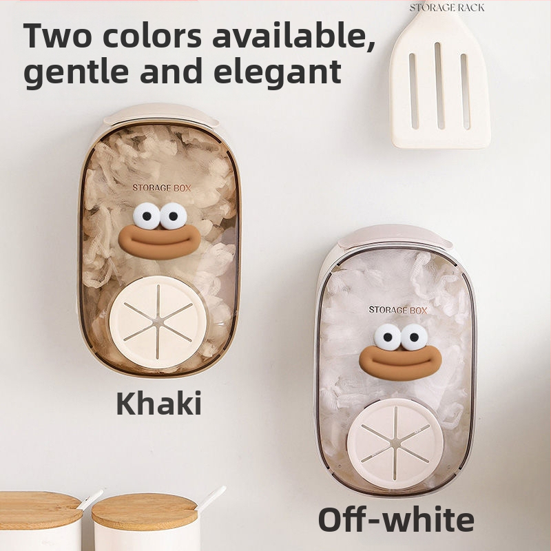 Stenā piestiprināama plastmasas foliju uzglabāšanas kastīte virtuvē — bez urbuma, karikatūras raksts, uzglabāšana