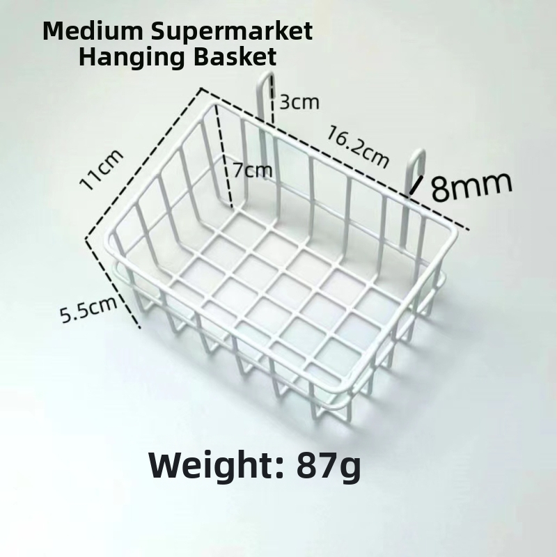 Pakārts režģa grozs no kalta tērauda uz plauktiem un uzglabāšanai