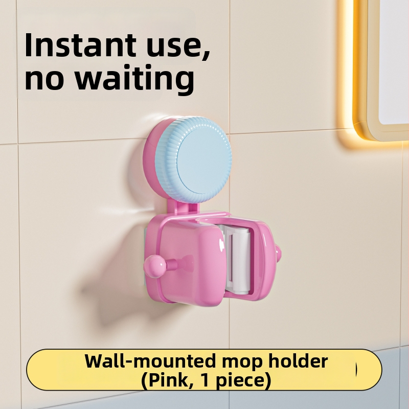 Držiak na mop s prisatím na stenu, bez vŕtania, z plastu, 105 g, moderný jednoduchý štýl