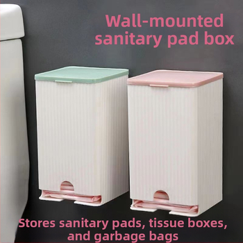 Sienas piestiprināama daudzfunkcionāla uzglabāšanas kārba higiēnas uzglabāšanai, putekļu aizsardzība, ar vāku, modelis Pull, materiāls PP