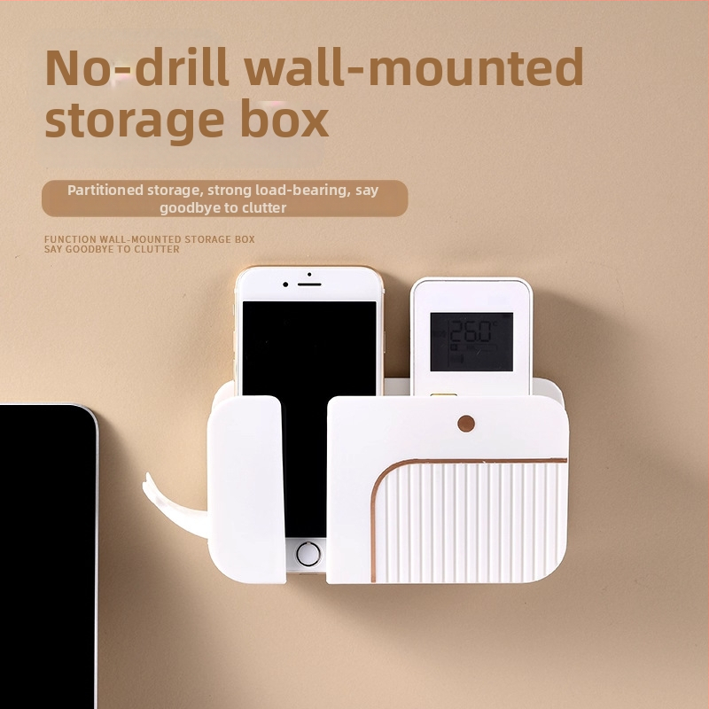 Telefona sienas uzglabāšanas plaukts — plastmasas, vidējais modelis, daudzfunkcionāla nakts plaukts pie sienas, bez uzstādīšanas un urbšanas