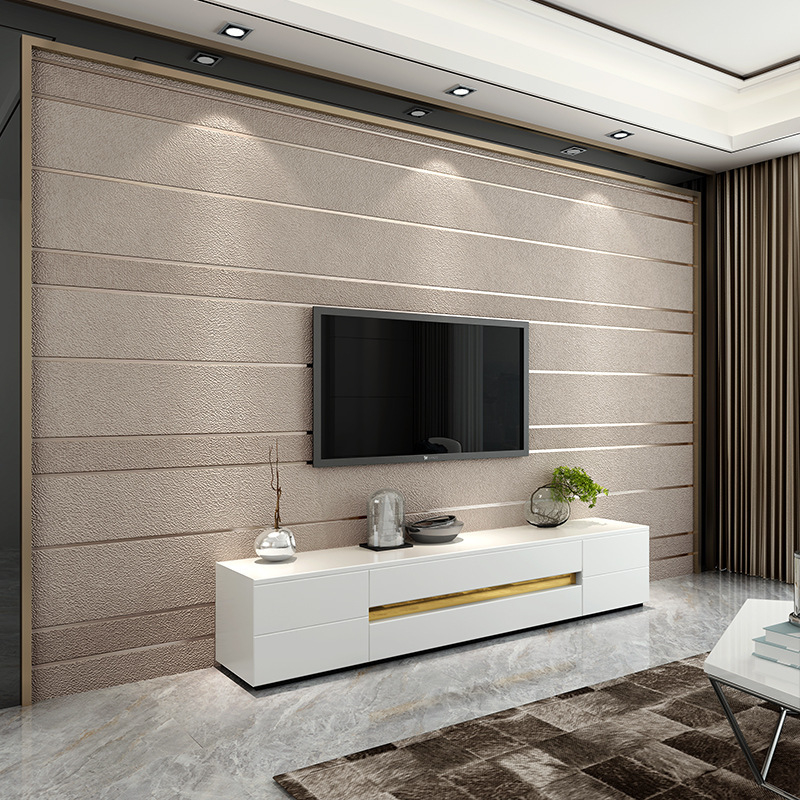 Debljom 3D prugasta tapeta s imitacijom mramora i veluru nalik srnjoj koži, za moderne minimalističke spavaće sobe i dnevne sobe