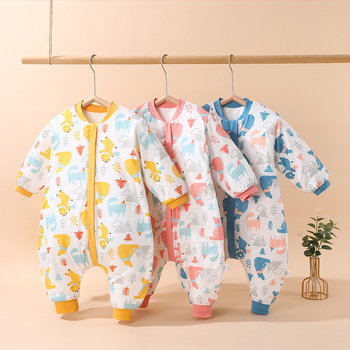 Hálózsák csecsemőknek, 1–3 éveseknek, állandó hőmérséklet, vastag pamut töltet, mesefigurás minta, téli használat