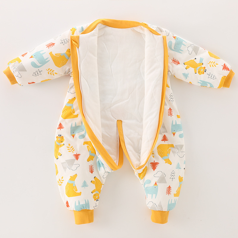 Hálózsák csecsemőknek, 1–3 éveseknek, állandó hőmérséklet, vastag pamut töltet, mesefigurás minta, téli használat