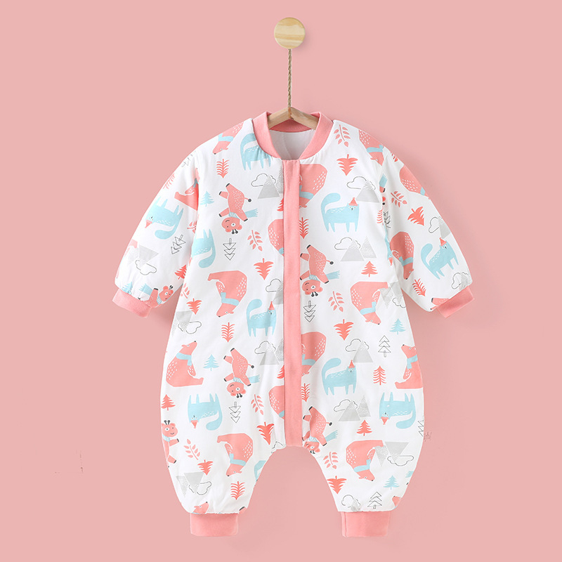 Hálózsák csecsemőknek, 1–3 éveseknek, állandó hőmérséklet, vastag pamut töltet, mesefigurás minta, téli használat