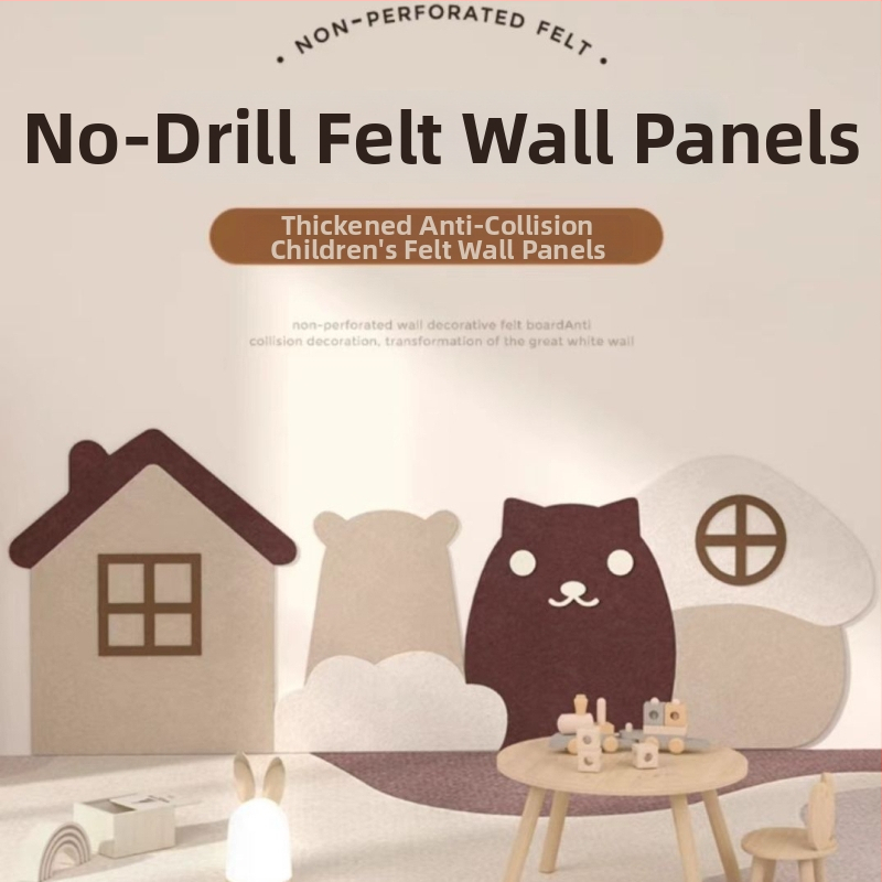 Bērnu filca sienas uzlīmes — minimālisks stils, ģeometrisks raksts, fona dekors, bez urbšanas, 3D efekts