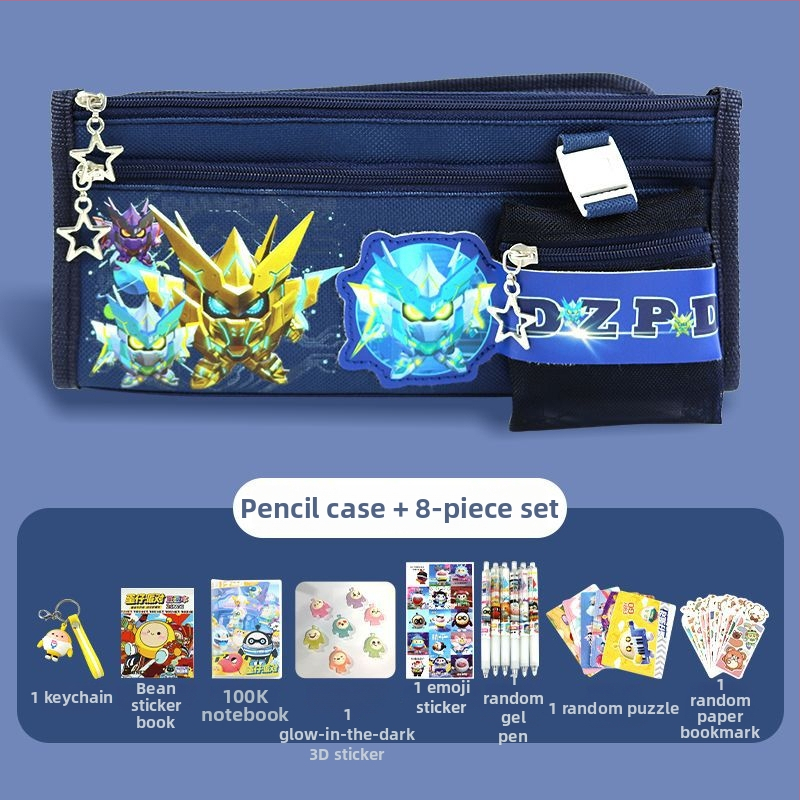 Monkey King drobės pieštukų dėklas – didelė talpa, vaikiškas stilius, pradinės ir pagrindinės mokyklos mokiniams