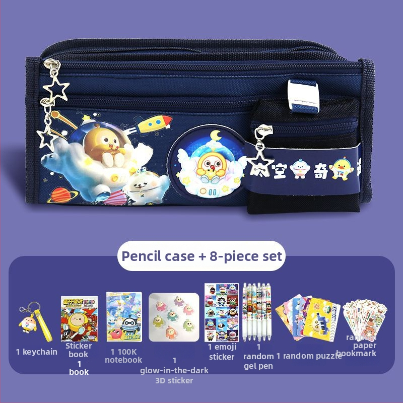 Monkey King drobės pieštukų dėklas – didelė talpa, vaikiškas stilius, pradinės ir pagrindinės mokyklos mokiniams