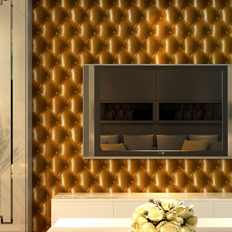 Тапет с 3D релеф и имитация на кожена текстура, PVC материал, за телевизионен фон на стена, прост и модерен стил