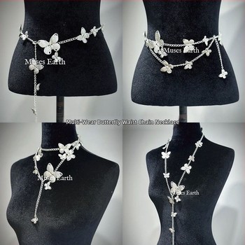 Ženski metalni kaiš za struk s motivom leptira, elegantan stil, sjajan završni sloj, lanac za tijelo