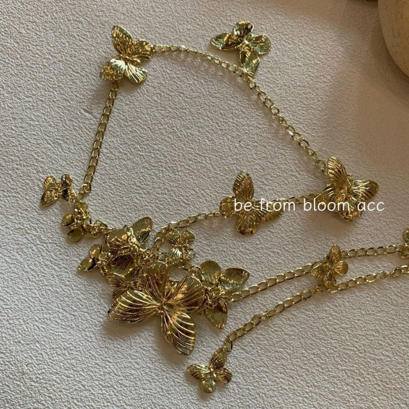Ženski metalni kaiš za struk s motivom leptira, elegantan stil, sjajan završni sloj, lanac za tijelo
