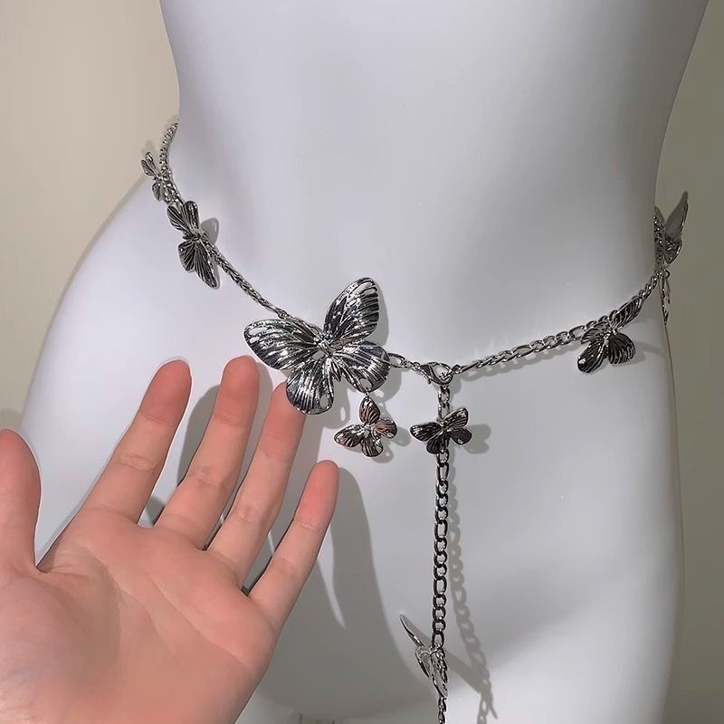 Ženski metalni kaiš za struk s motivom leptira, elegantan stil, sjajan završni sloj, lanac za tijelo