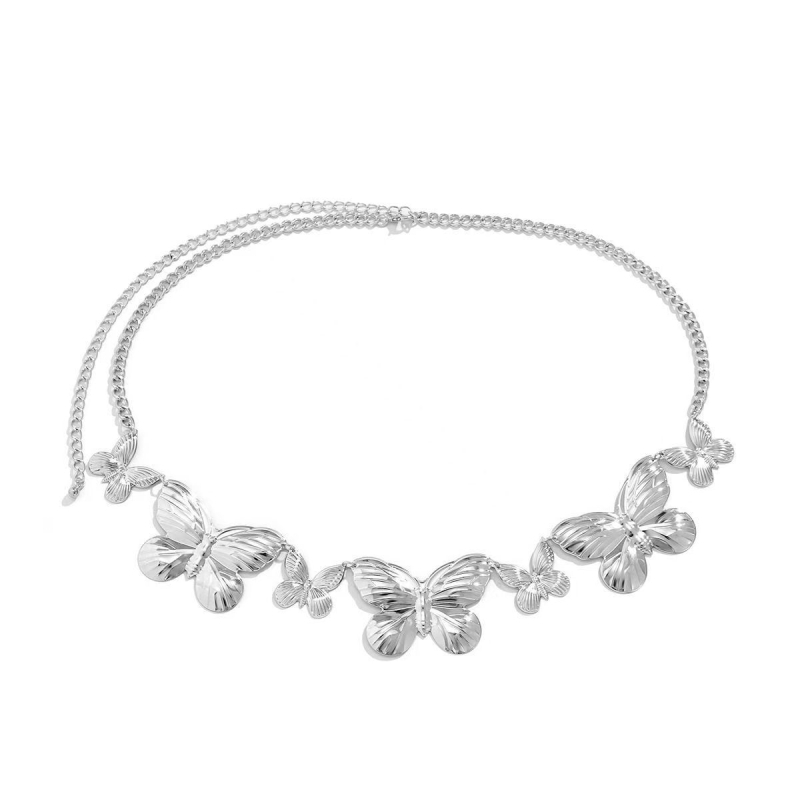 Ženski metalni kaiš za struk s motivom leptira, elegantan stil, sjajan završni sloj, lanac za tijelo